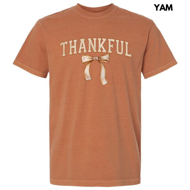 Neutral Thankful Bow Comfort Colors T-Shirt 'NLB' Hoodie, Sweatshirt | TeeBloomCo.com