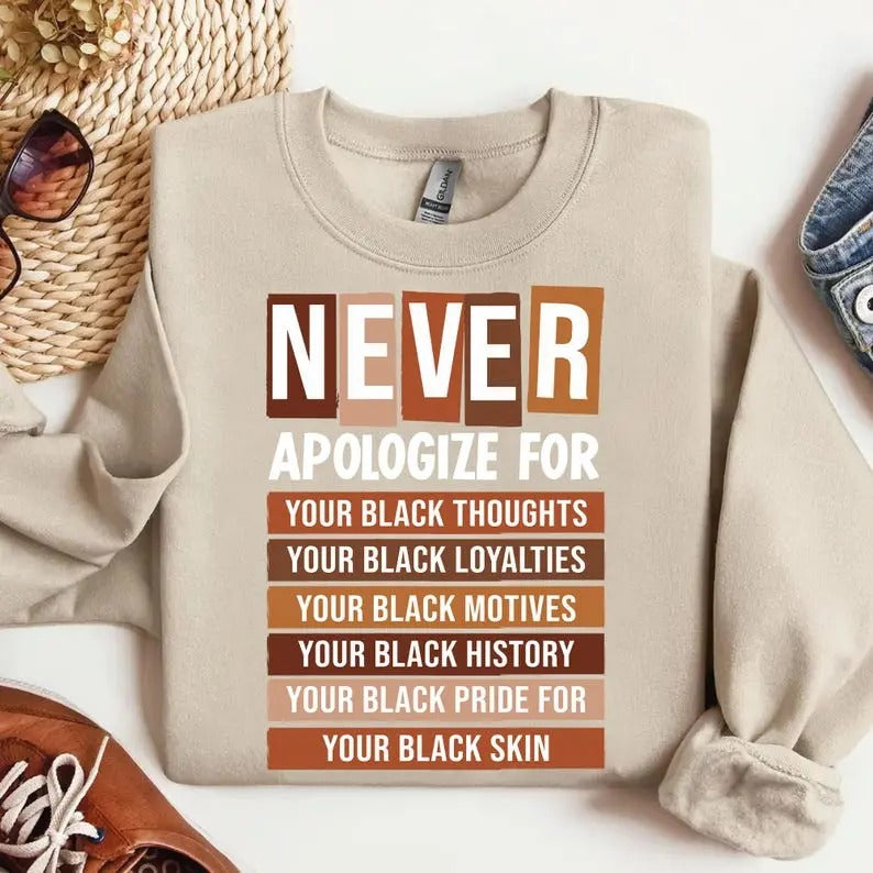 Never Apologize Black History Month T-shirt,sweatshirt,hoodie, Black History tshirt, Black History Month sweatshirt,...