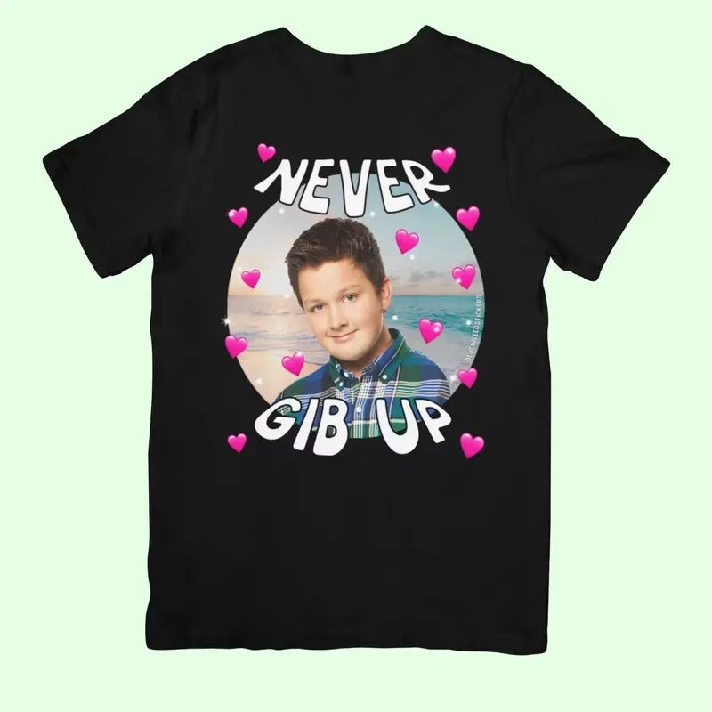 Never Gib Up Funny Cute Meme Gen Z T-Shirt Menswear Top Hoodie, Sweatshirt | TeeBloomCo.com