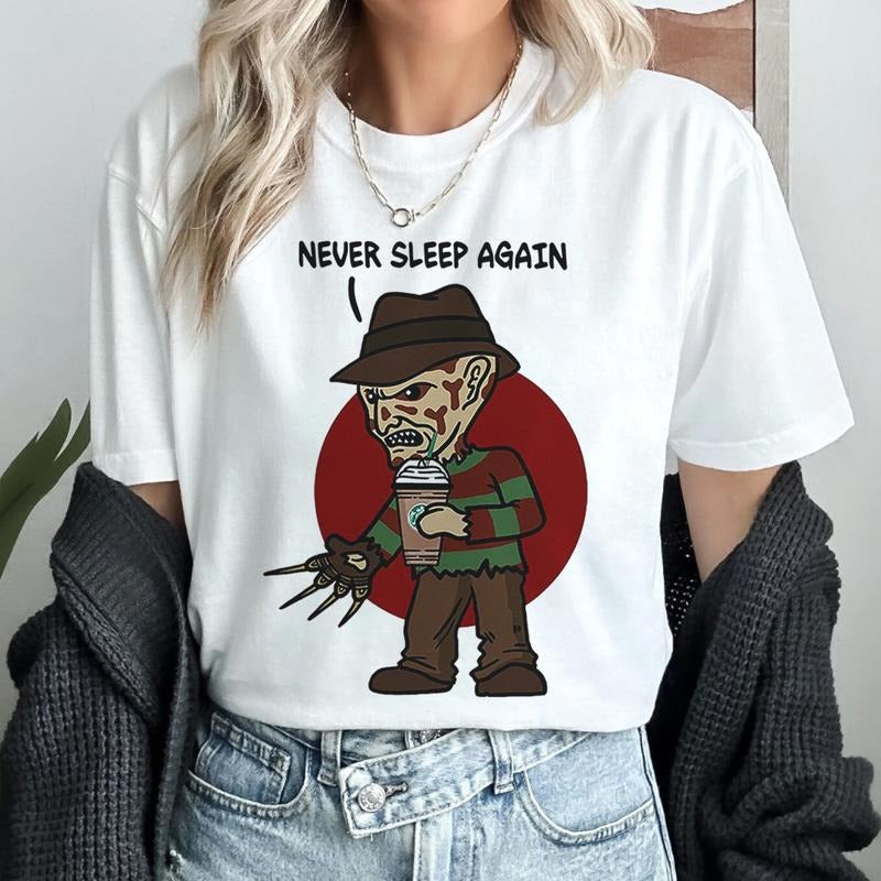 Never Sleep Again Starbucks Coffee Tee Nightmare On Elm Street Movie Freddy Krueger Halloween Horror Shirt Hoodie, Sweatshirt