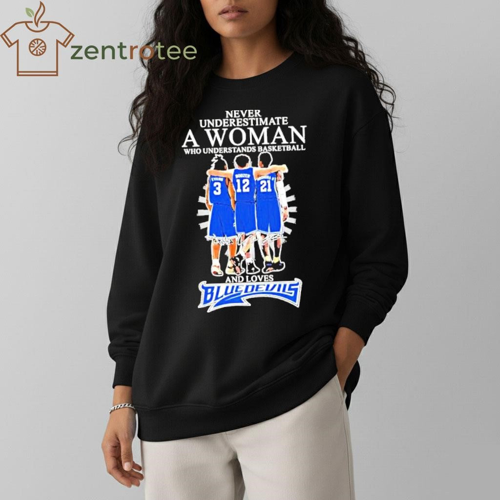 Never Underestimate A Woman Who Understands Basketball And Loves Blue Devils Basketball 2026 signature tee