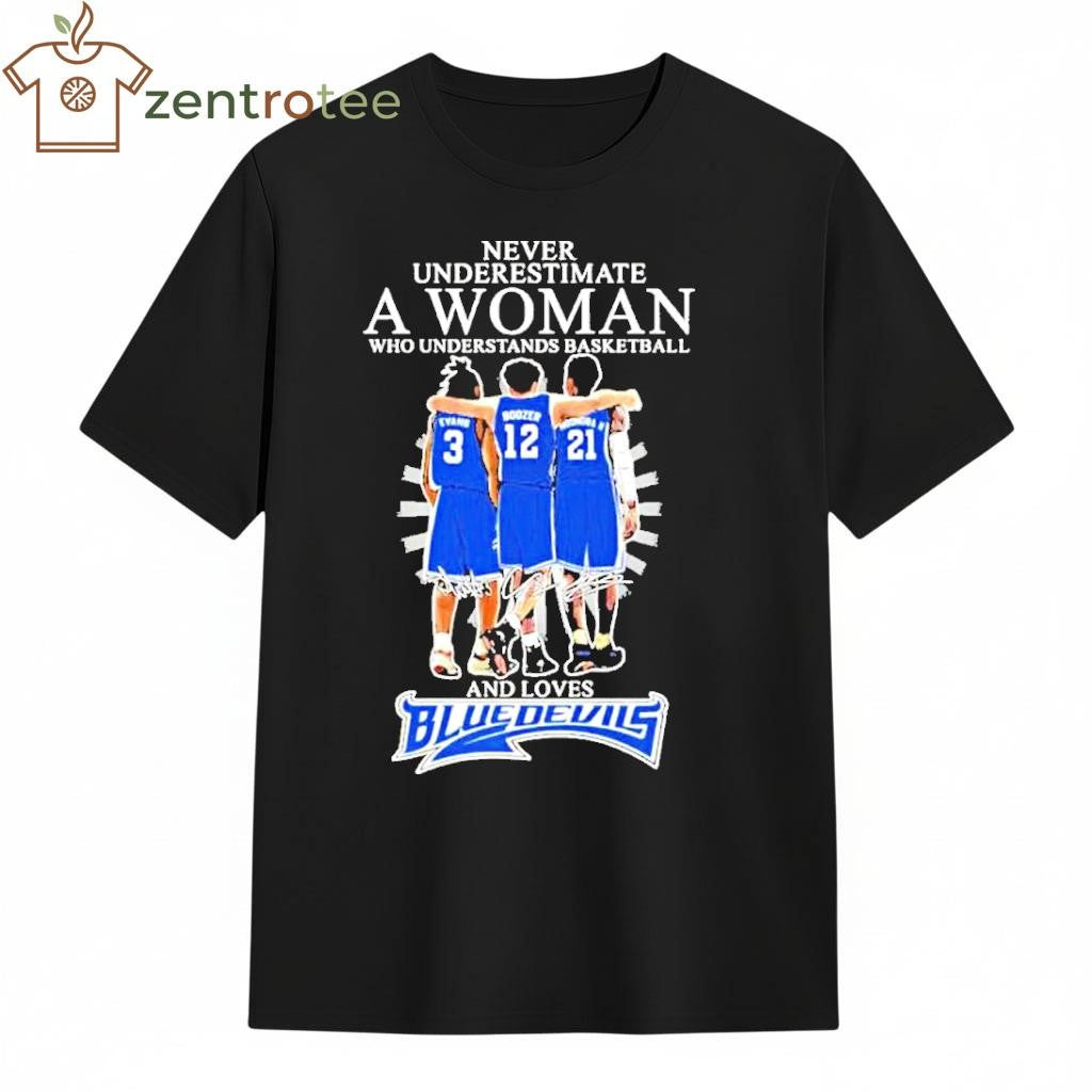 Never Underestimate A Woman Who Understands Basketball And Loves Blue Devils Basketball 2026 signature tee