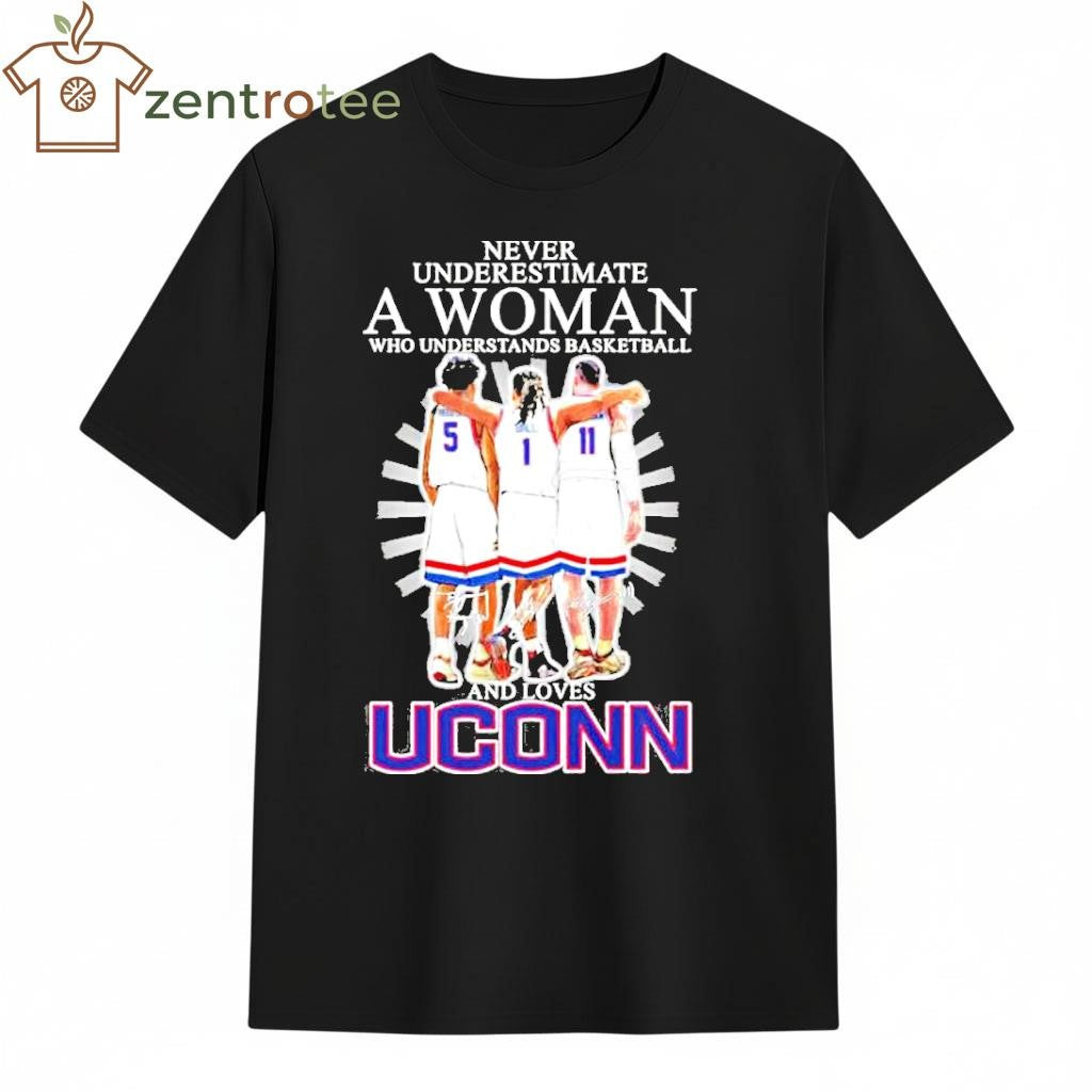 Never Underestimate A Woman Who Understands Basketball And Loves Uconn Basketball 2026 signature tee