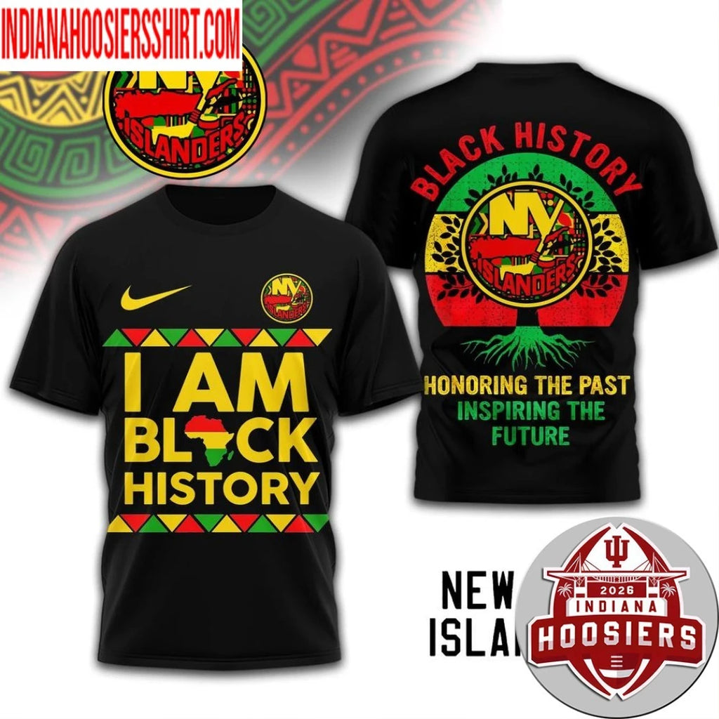 New York Islanders 2026 NHL Black History Map And Logo Two Sided Shirt