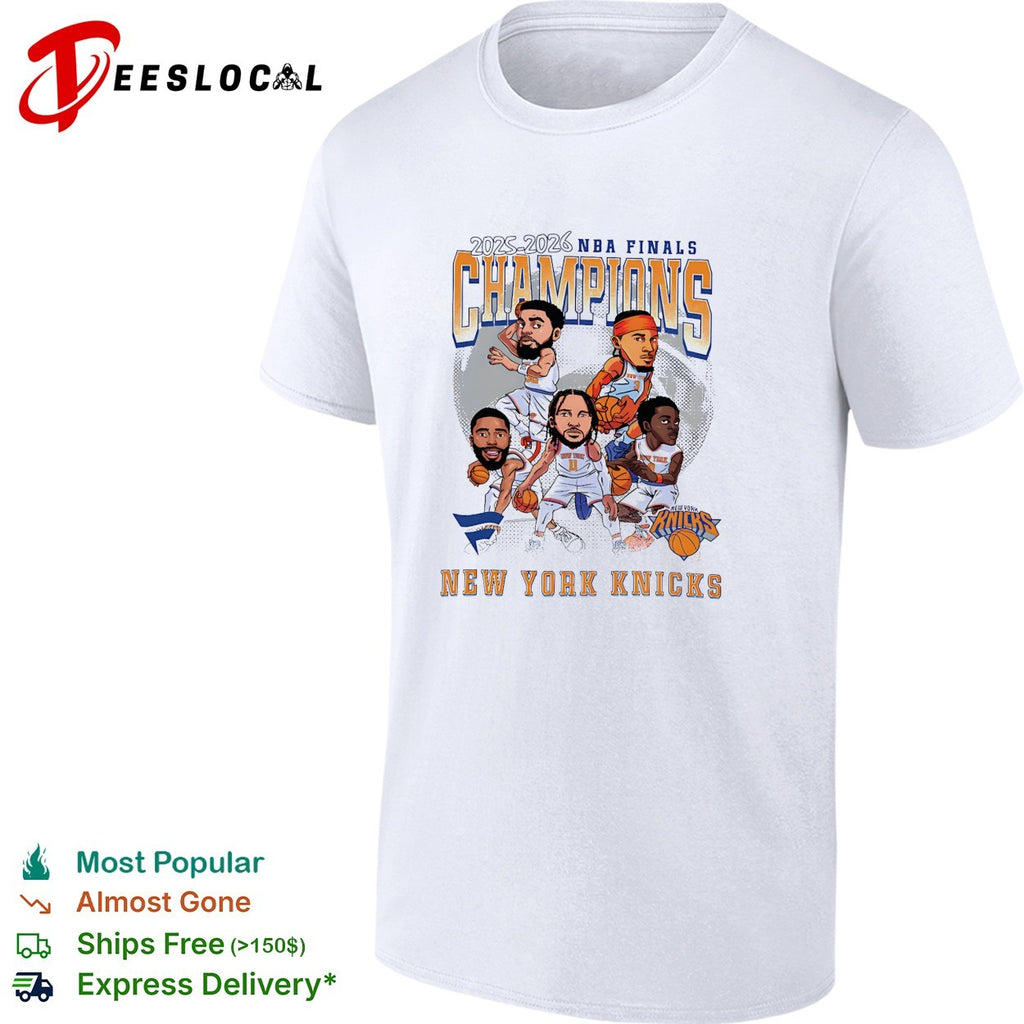New York Knicks 2025-2026 NBA Finals Champions caricature four players art shirt