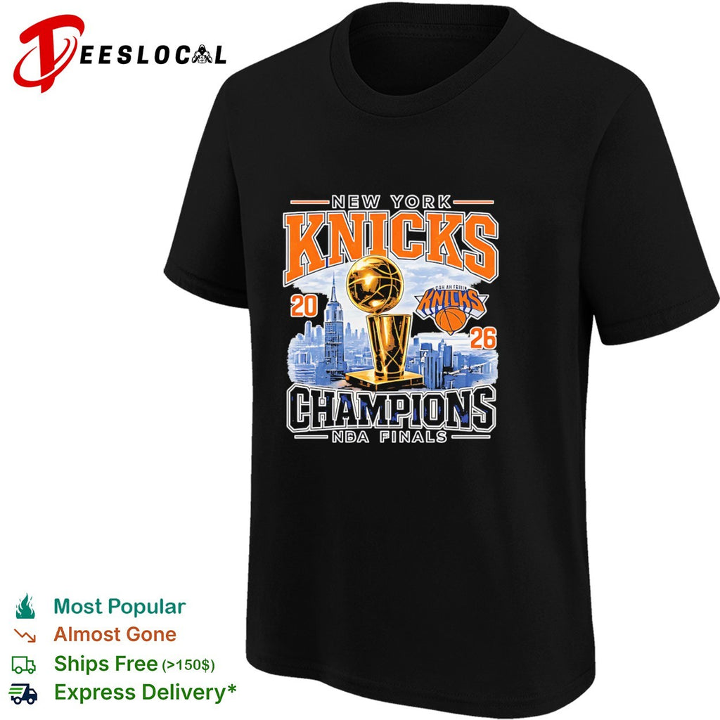 New York Knicks 2026 Champions NBA Finals Basketball Trophy Skyline Logo shirt