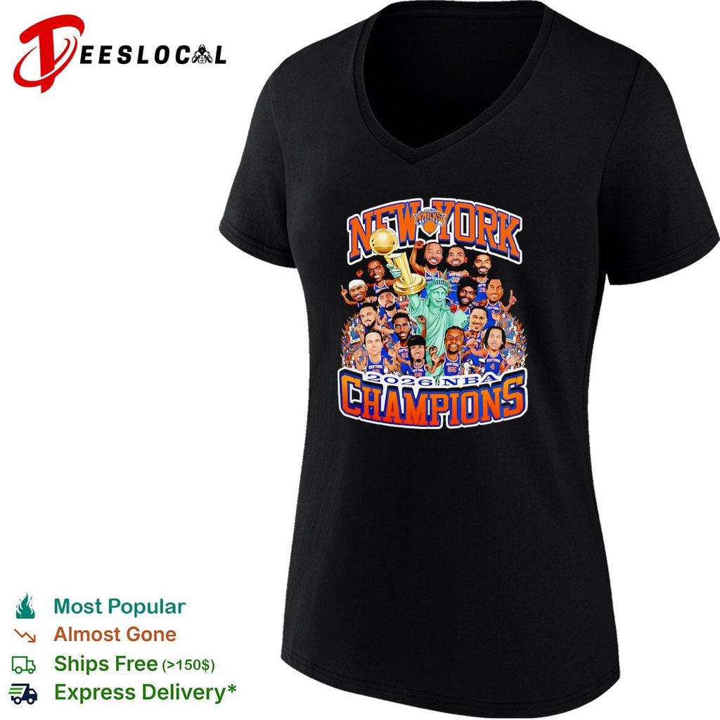 New York Knicks 2026 NBA Champions basketball cartoon shirt