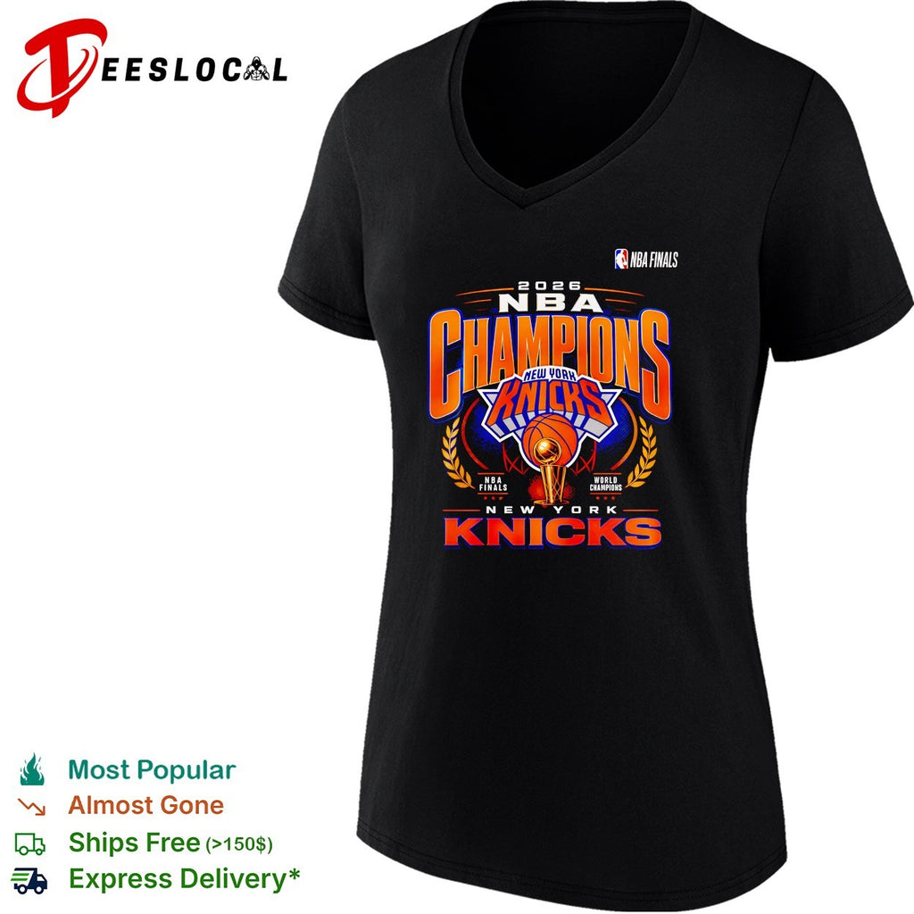 New York Knicks 2026 NBA champions NBA finals world champions trophy laurel wreath shirt
