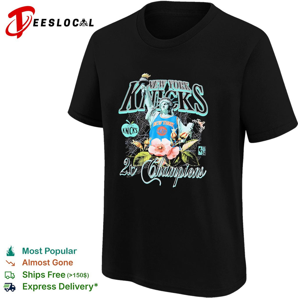 New York Knicks 2x Champions Statue of Liberty Floral Logo NBA shirt