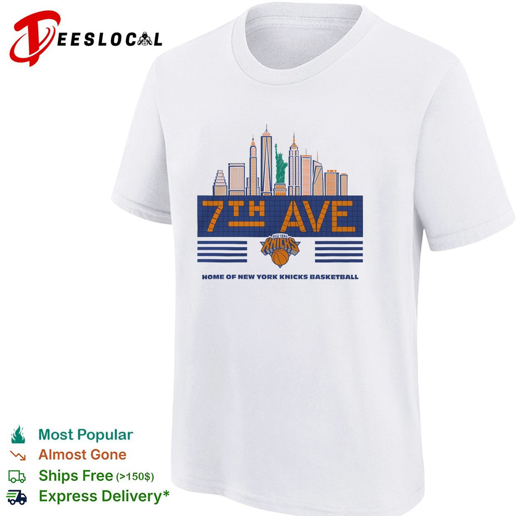New York Knicks 7th Ave home of Knicks basketball NYC skyline Statue of Liberty shirt