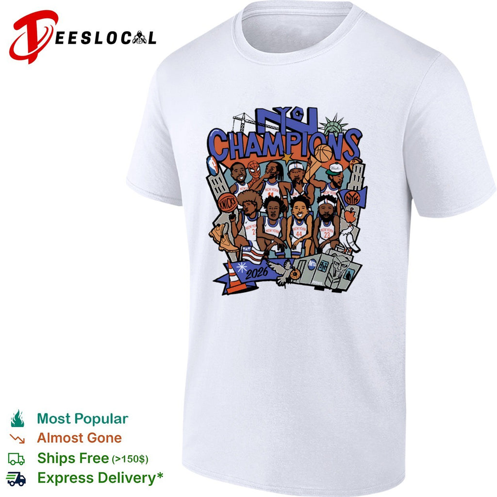 New York Knicks Champions 2026 NBA caricature shirt