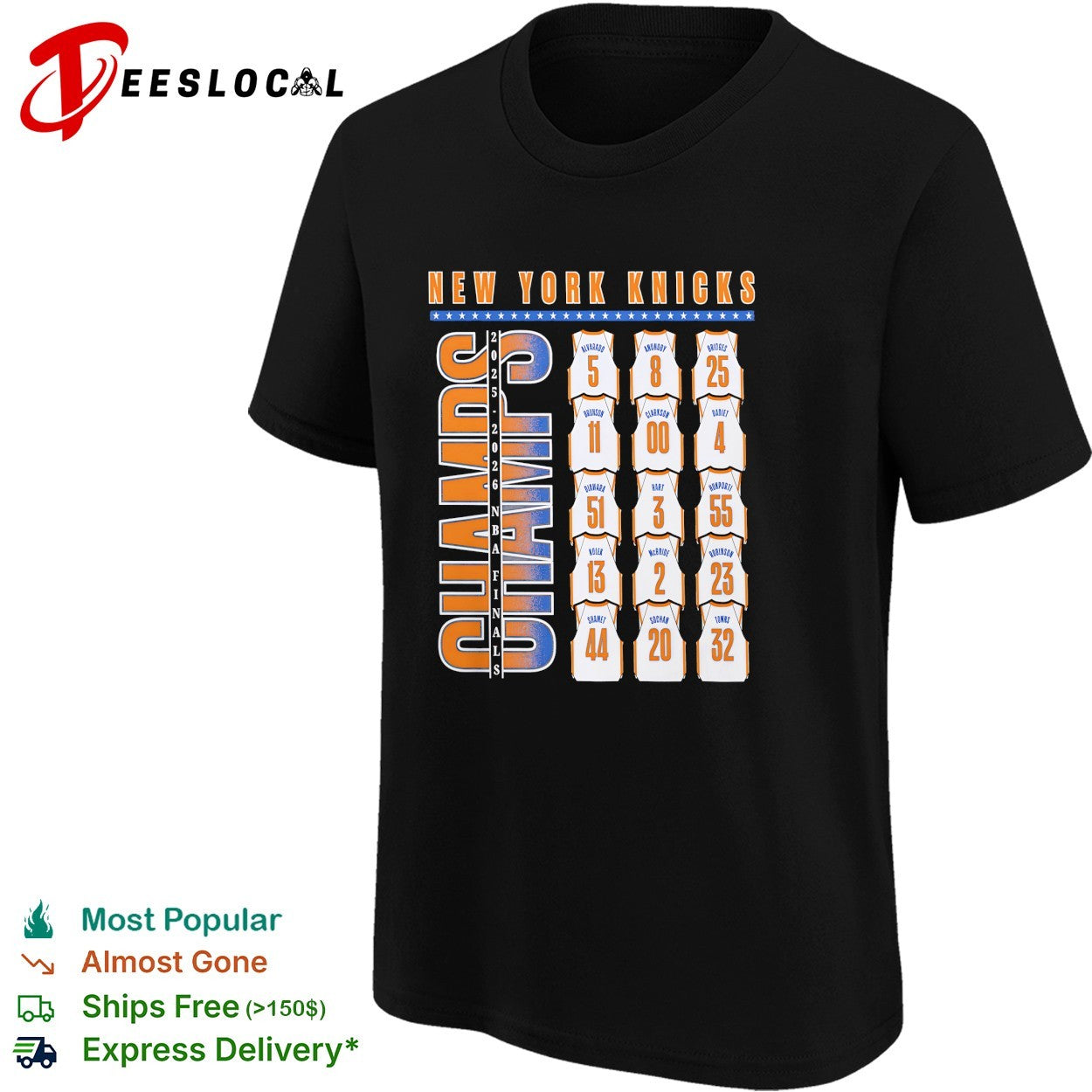 New York Knicks Champs all player jersey numbers team roster shirt
