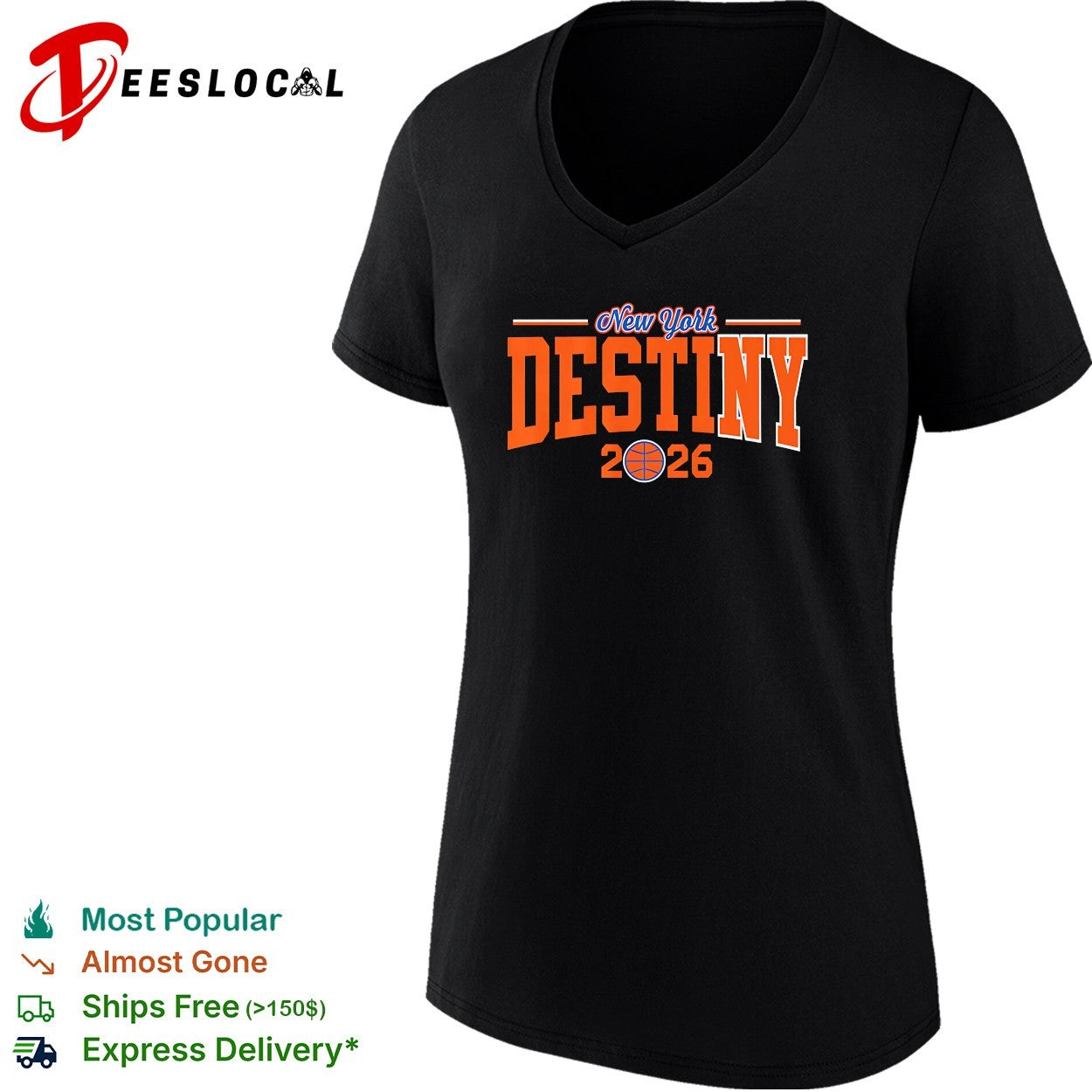 New York Knicks Destiny 2026 bold arch championship basketball text shirt