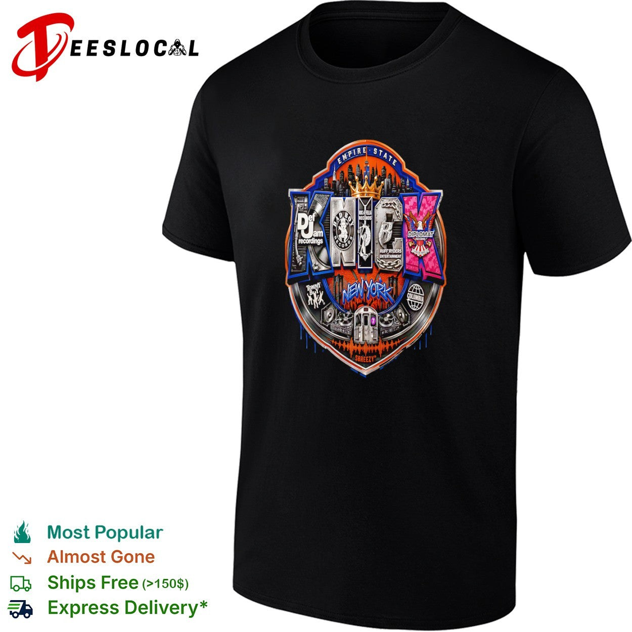 New York Knicks Empire State Def Jam Bad Boy Roc A Fella Ruff Ryders turntable train shirt