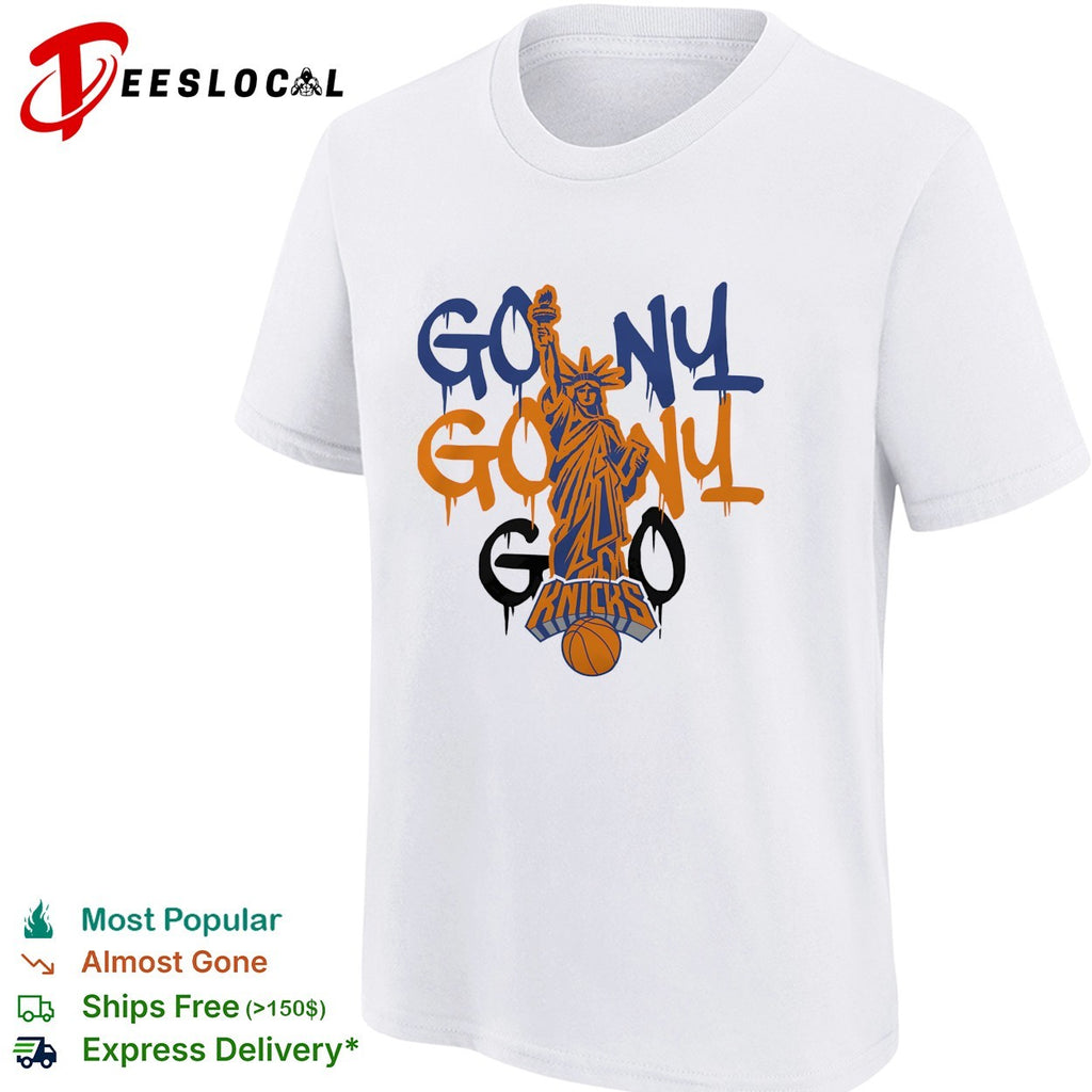 New York Knicks Go NY Statue of Liberty graffiti drip lettering art shirt