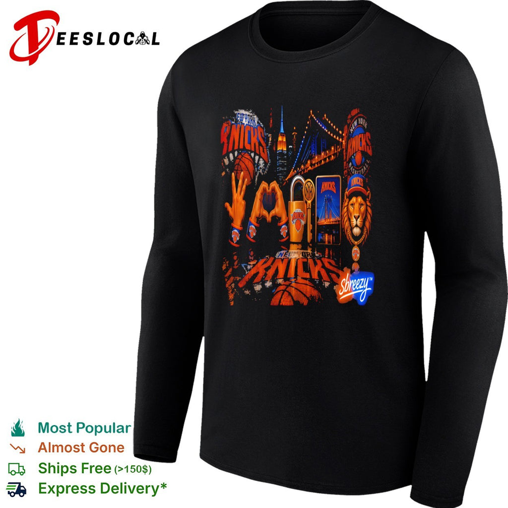 New York Knicks Logo and Lion Mascot Urban Night Cityscape shirt