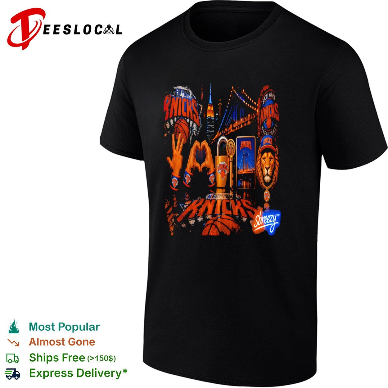 New York Knicks Logo and Lion Mascot Urban Night Cityscape shirt