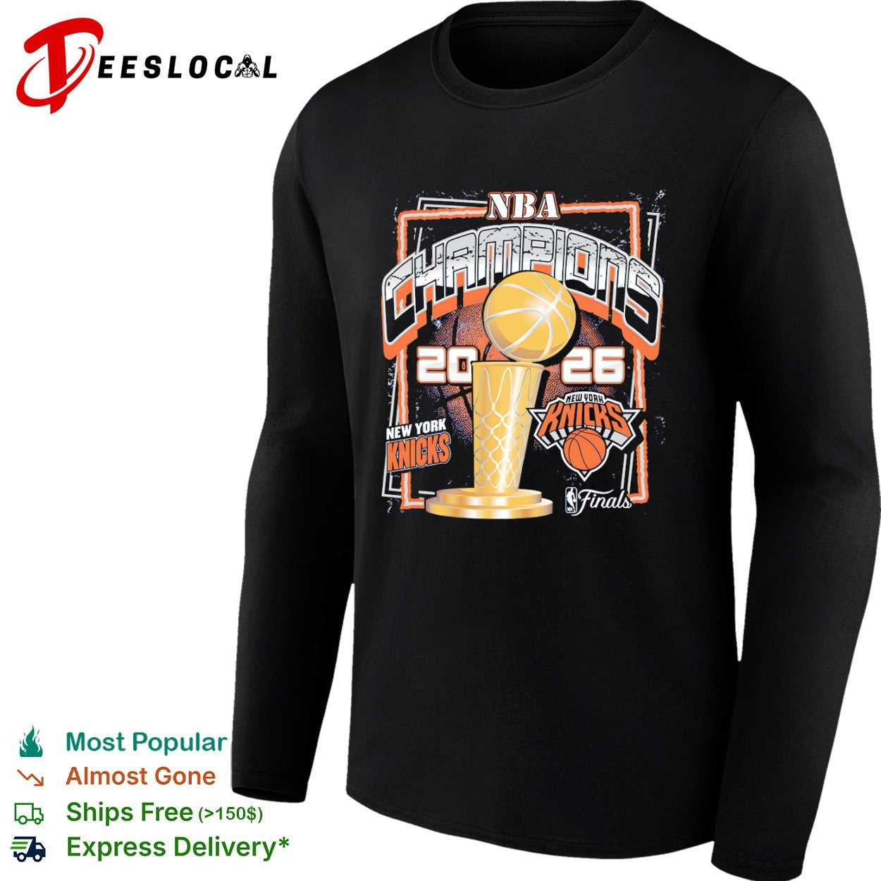 New York Knicks NBA Champions 2026 Finals Logo and Trophy shirt