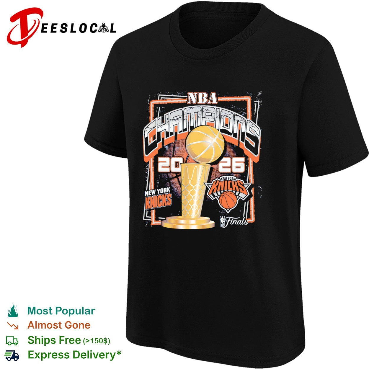 New York Knicks NBA Champions 2026 Finals Logo and Trophy shirt