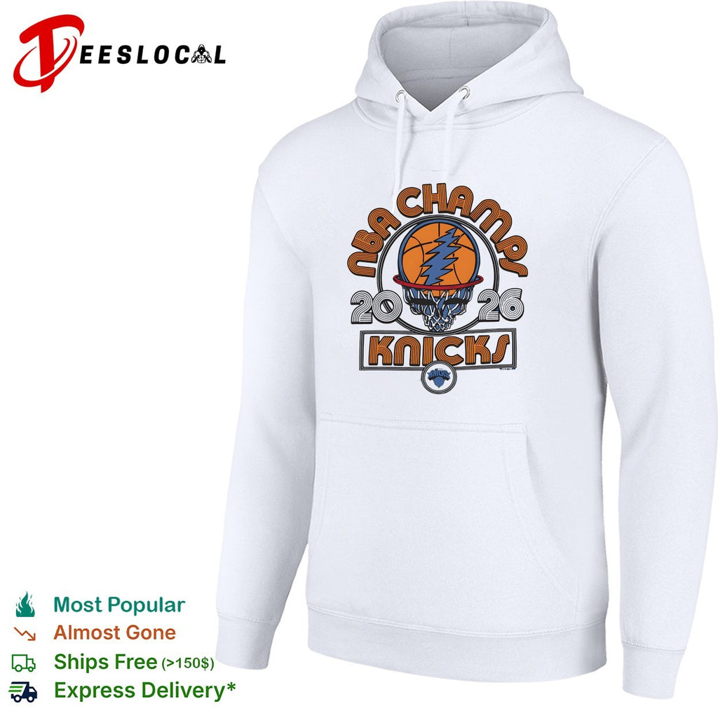 New York Knicks NBA Champs 2026 lightning bolt skull psychedelic logo shirt