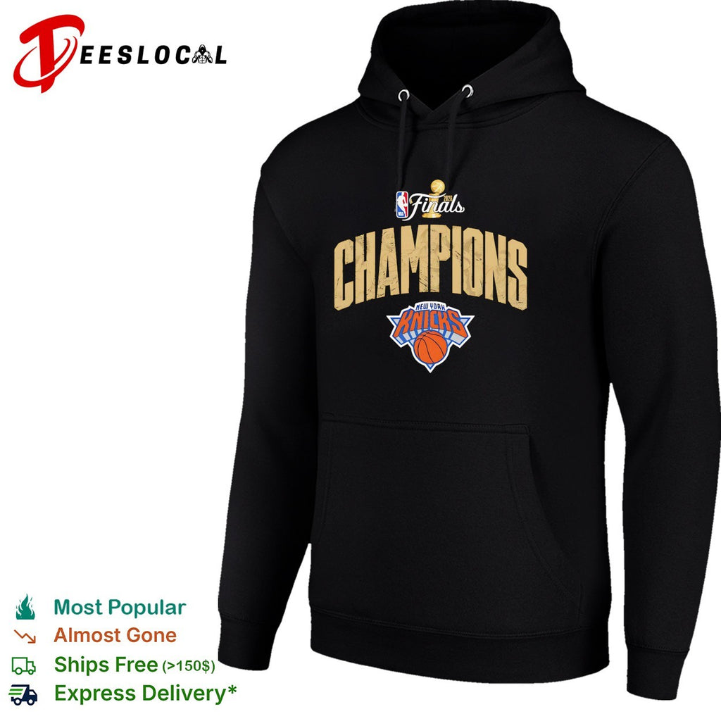 New York Knicks NBA Finals 2026 Champions bold arch trophy triumphant text shirt