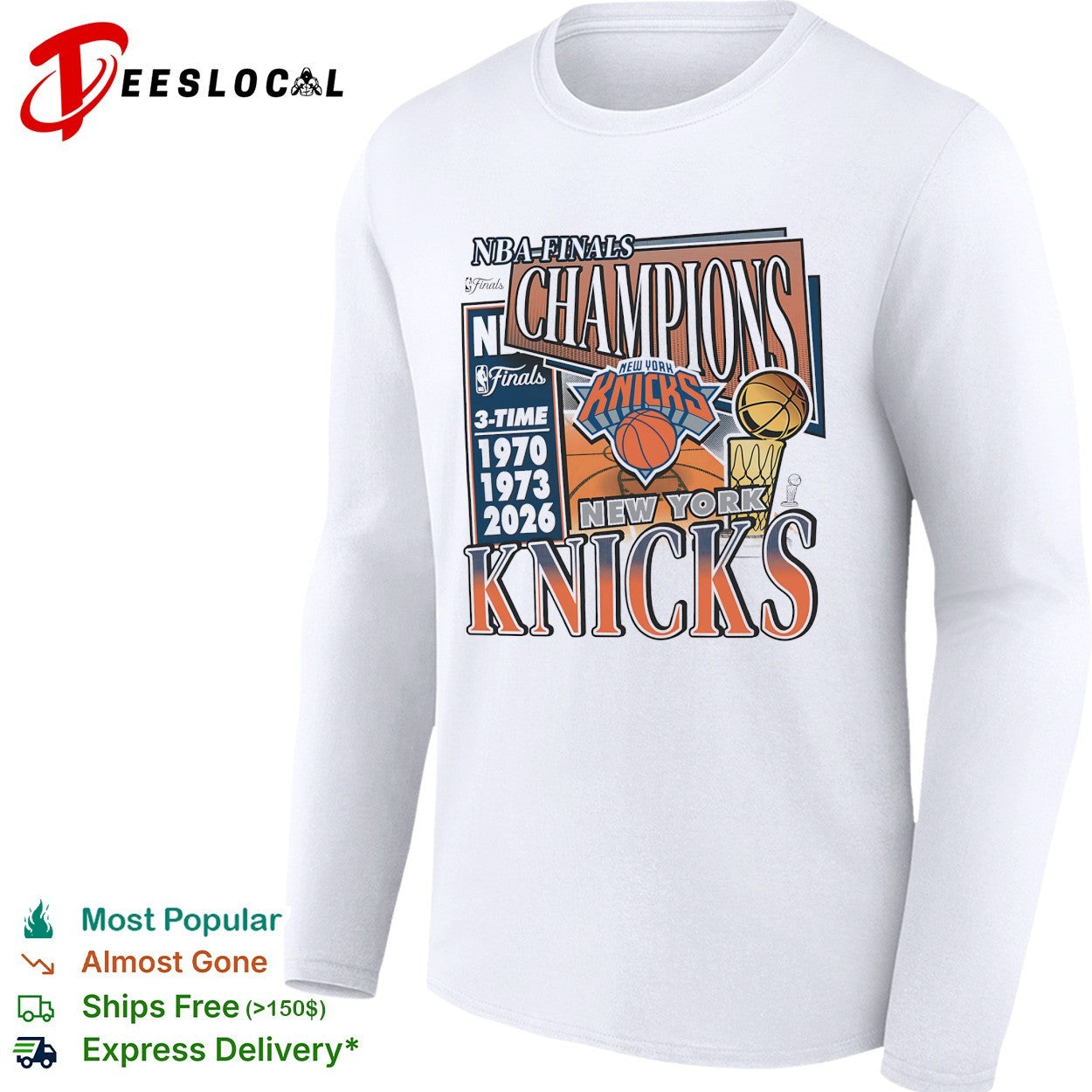 New York Knicks NBA Finals 3-time Champions 1970 1973 2026 illustrated art shirt