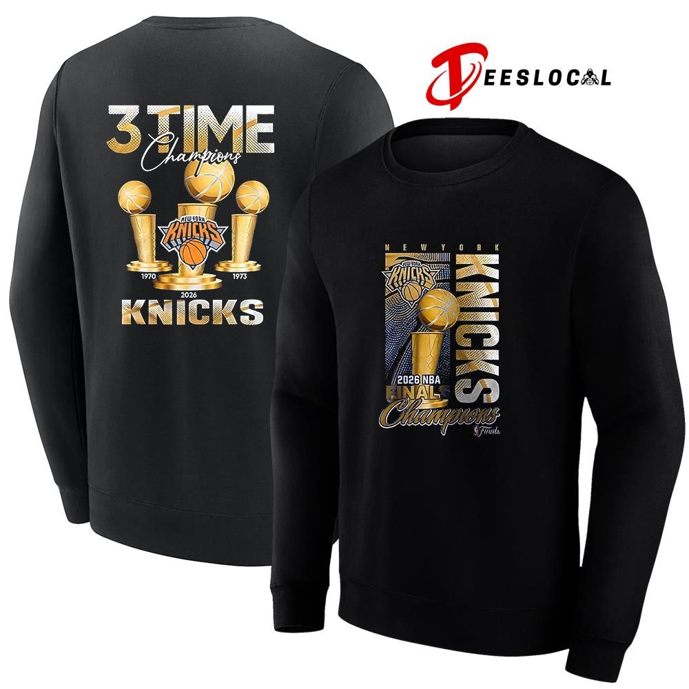 New York Knicks NBA Finals 3 times champions trophy shirt