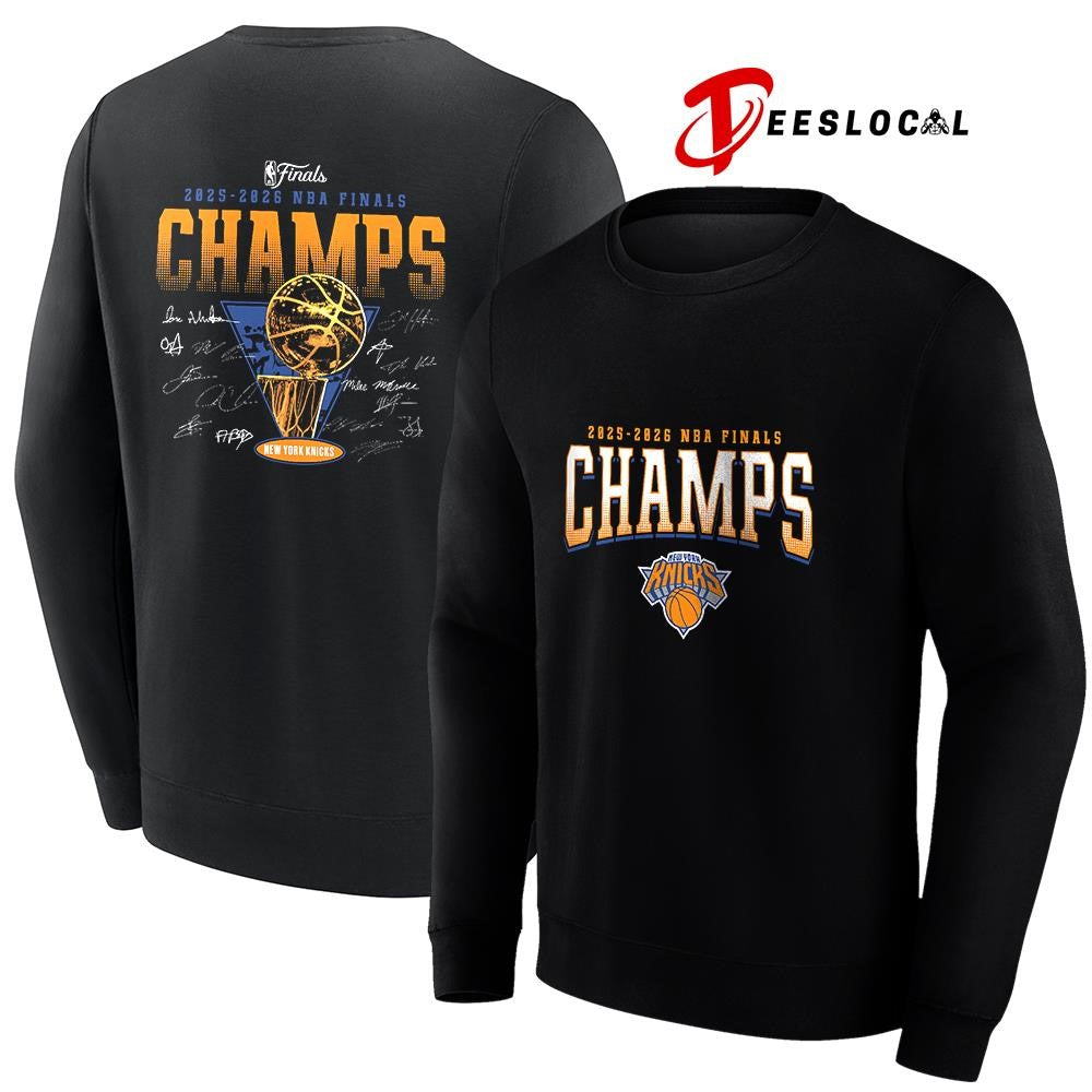 New York Knicks NBA Finals Champions trophy signature roster shirt