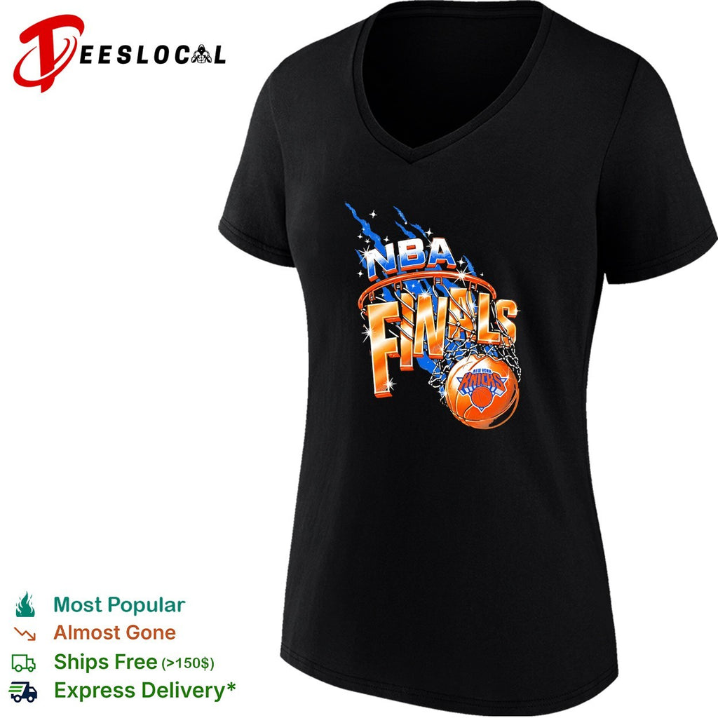 New York Knicks NBA Finals basketball hoop lightning blue orange dark shirt