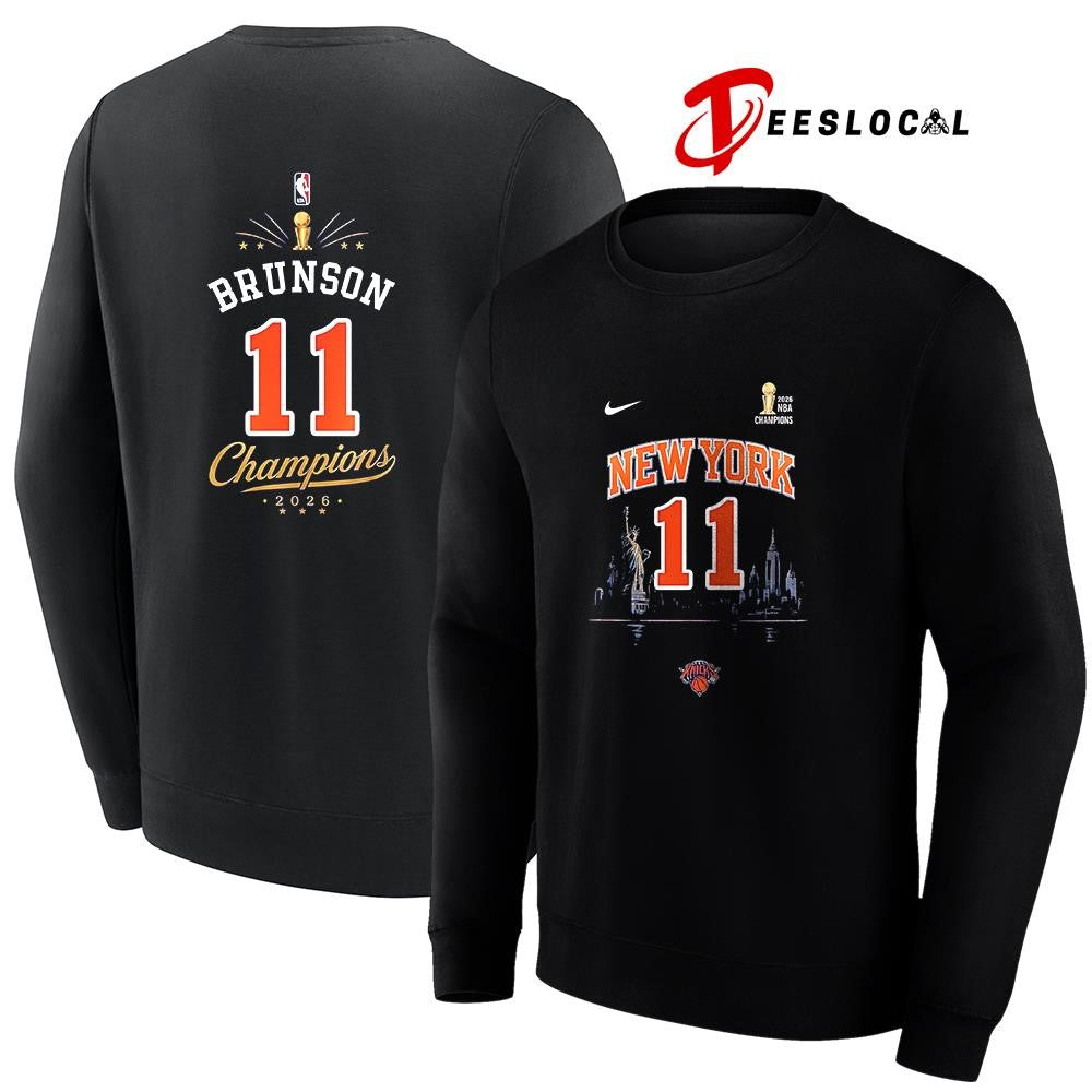 New York Knicks NBA Finals champions Jalen Brunson name and number shirt
