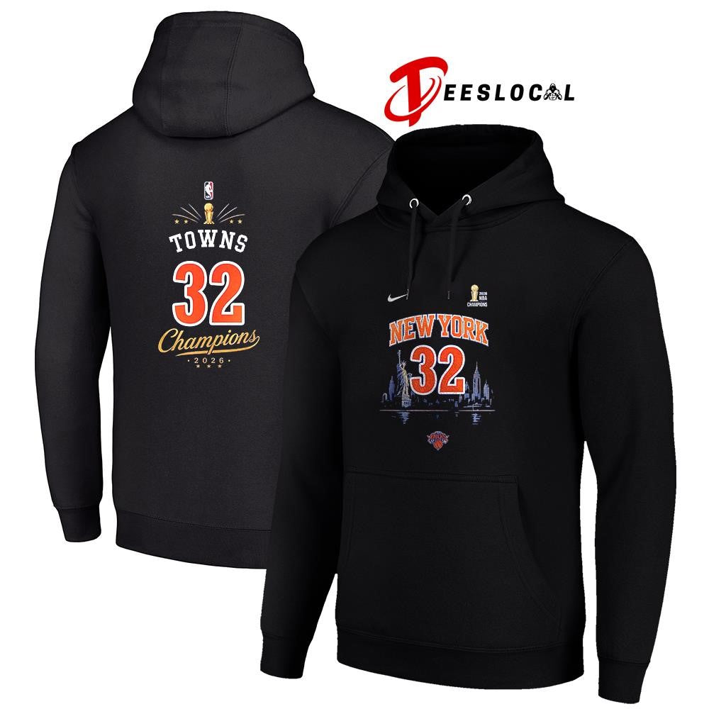 New York Knicks NBA Finals champions Karl Anthony Towns name and number shirt
