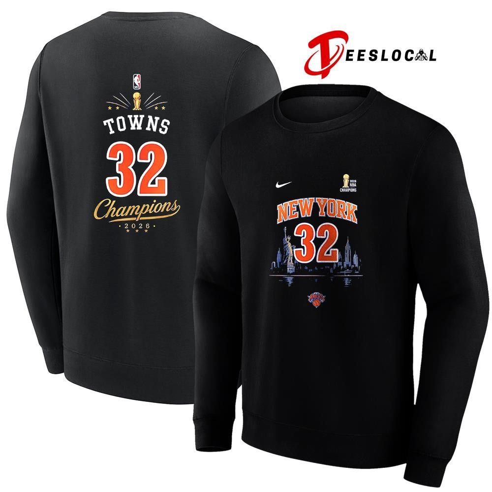 New York Knicks NBA Finals champions Karl Anthony Towns name and number shirt