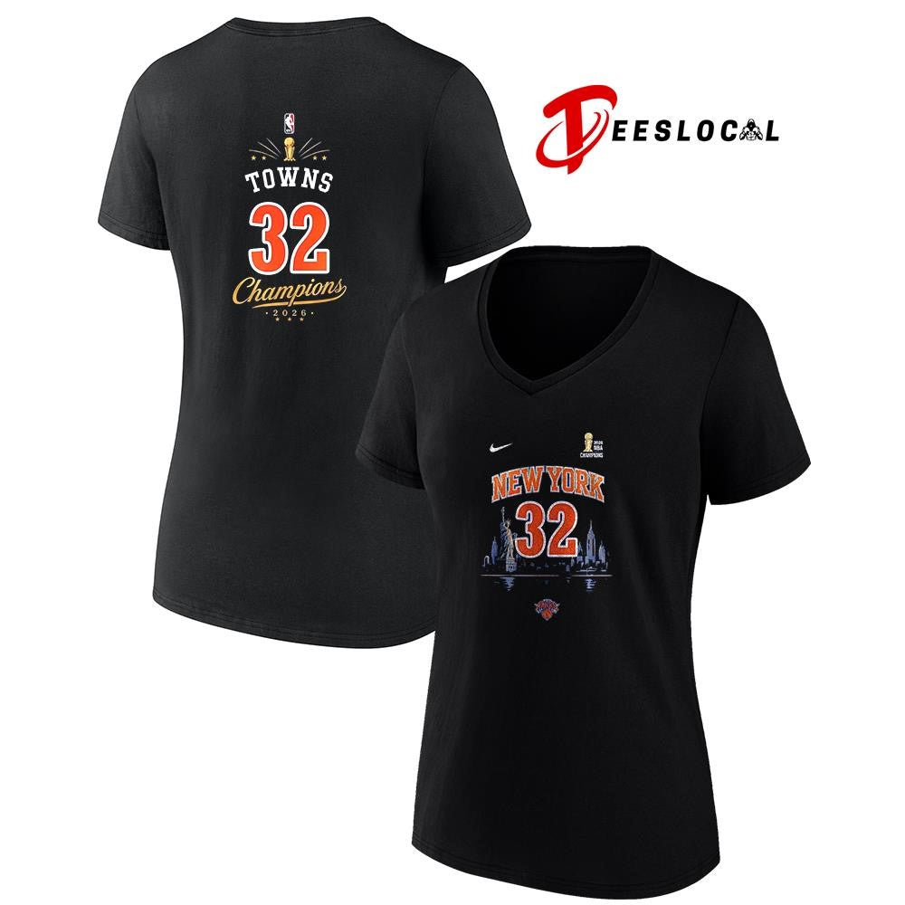 New York Knicks NBA Finals champions Karl Anthony Towns name and number shirt