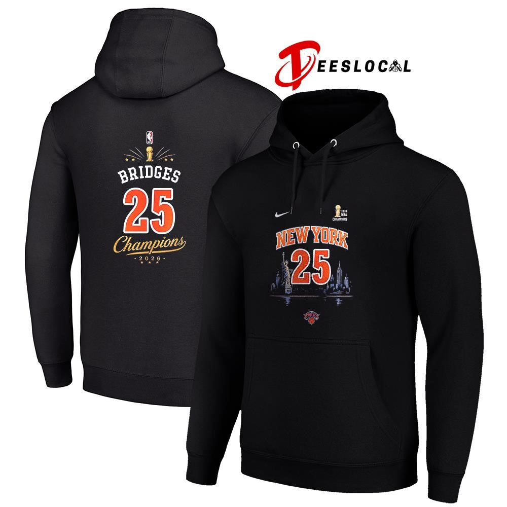 New York Knicks NBA Finals champions Mikal Bridges name and number shirt