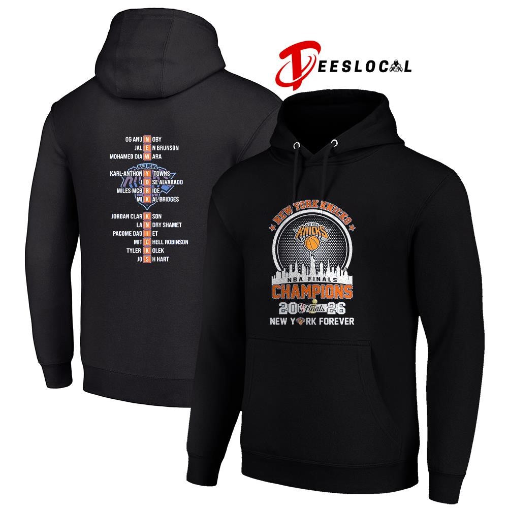 New York Knicks NBA Finals champions city skyline name roster shirt