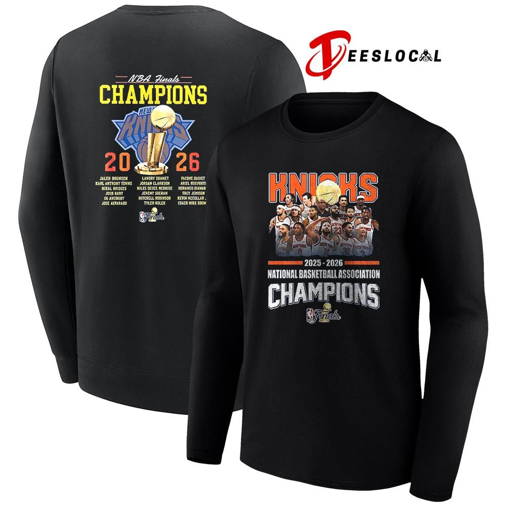 New York Knicks NBA Finals champions team graphic name roster shirt