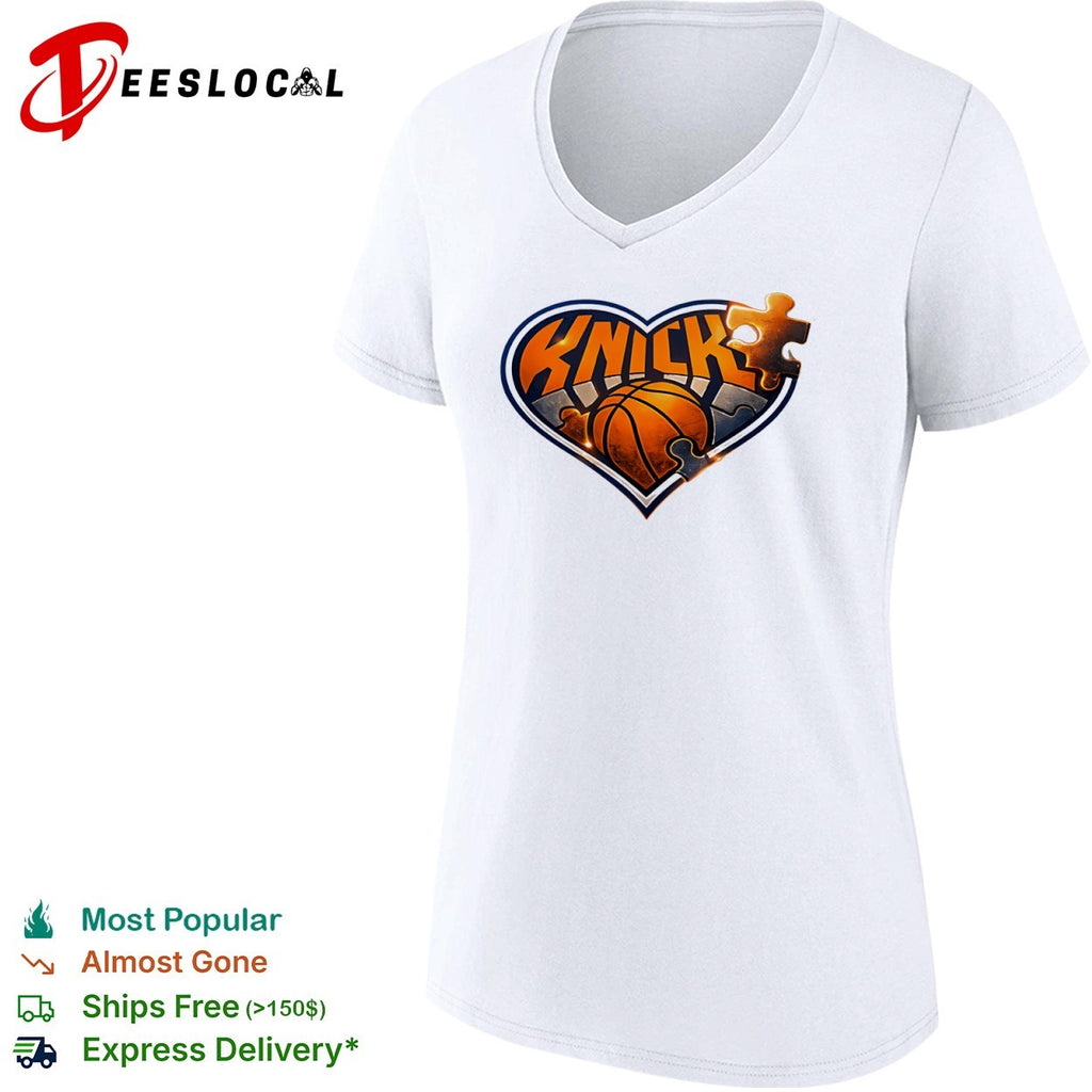 New York Knicks NBA Heart Puzzle logo shirt