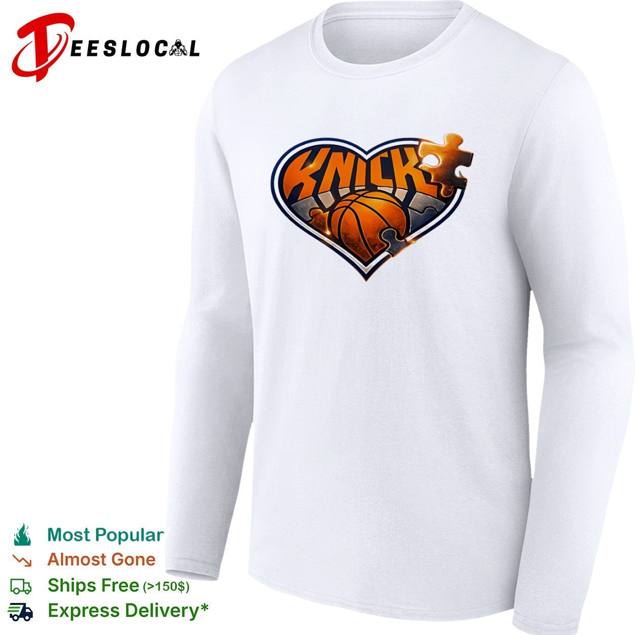 New York Knicks NBA Heart Puzzle logo shirt