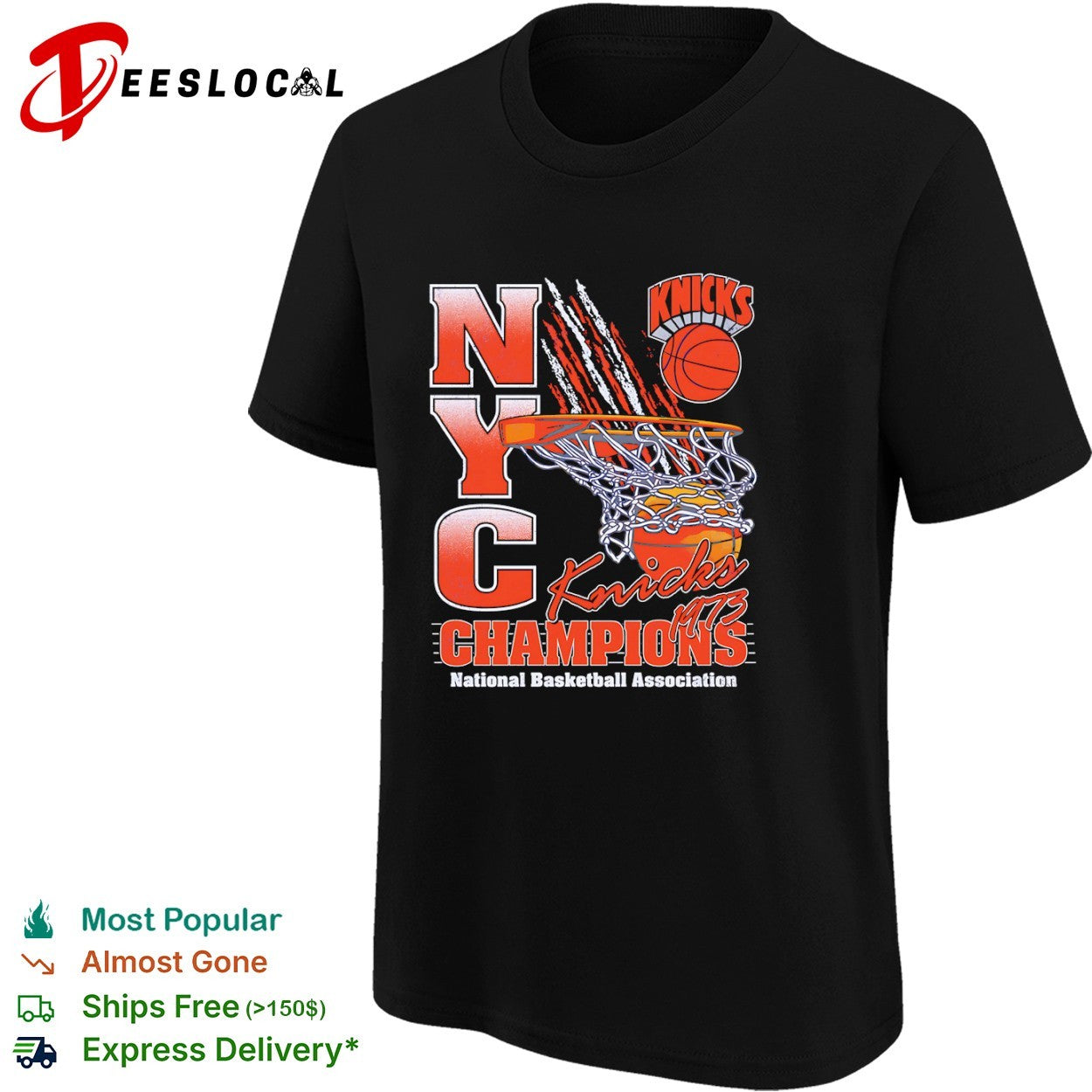 New York Knicks NYC 1973 champions national basketball association hoop ball shirt
