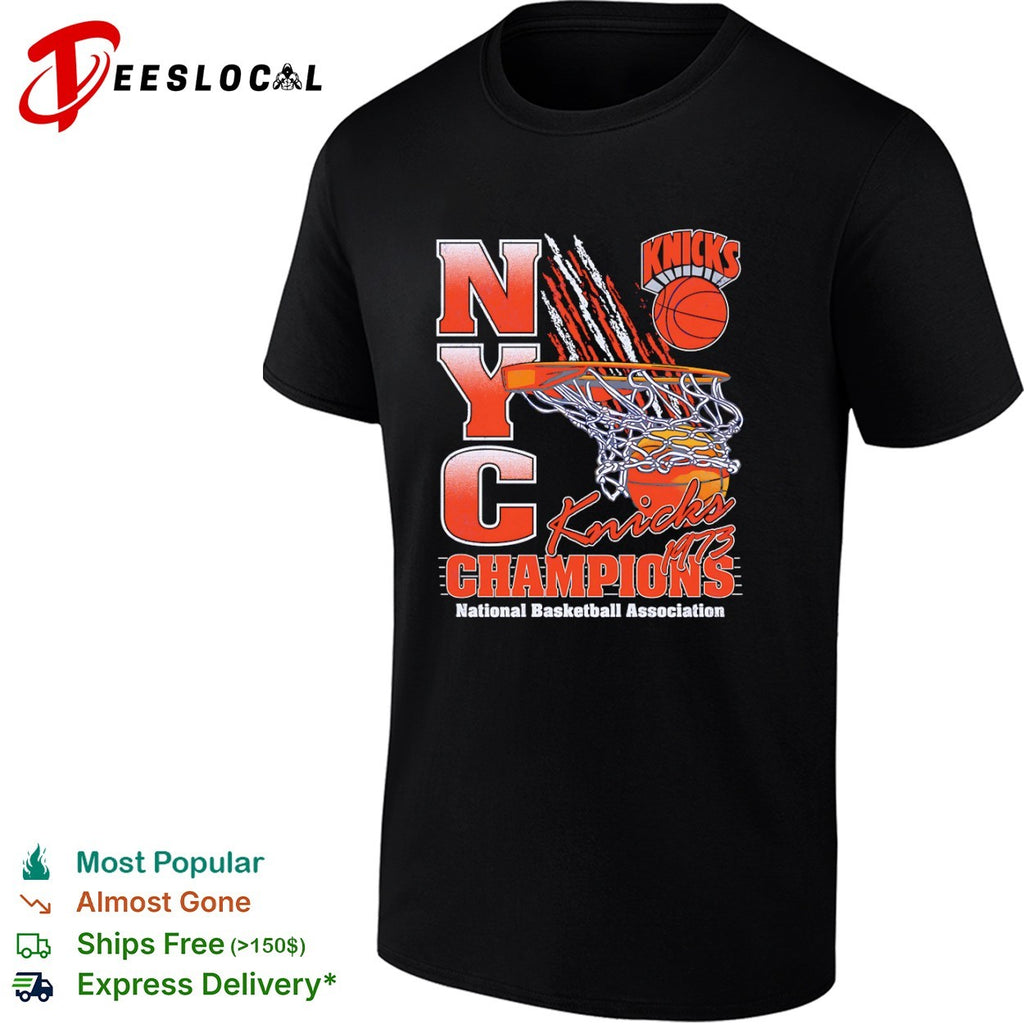 New York Knicks NYC 1973 champions national basketball association hoop ball shirt