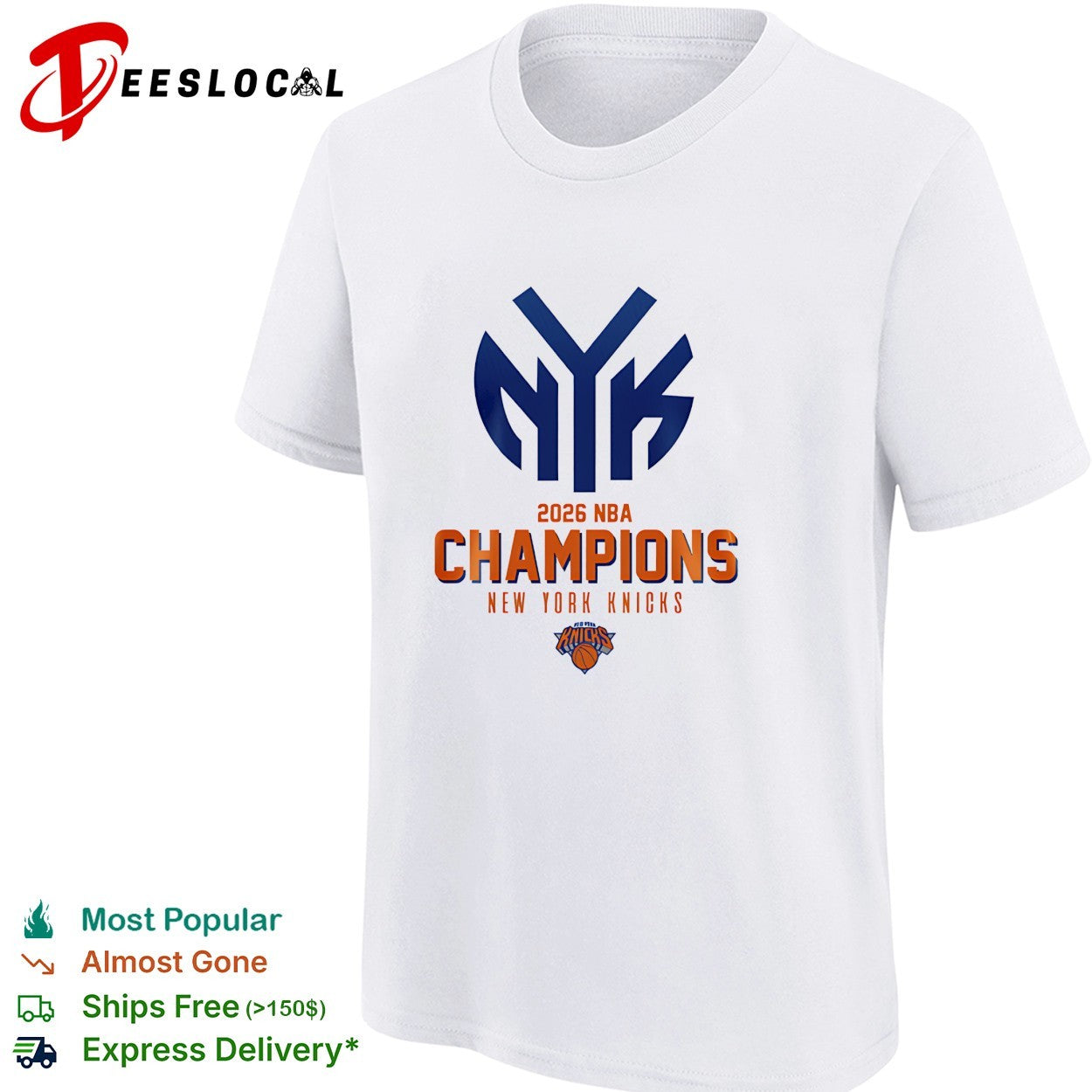 New York Knicks NYK monogram 2026 NBA Champions bold text shirt