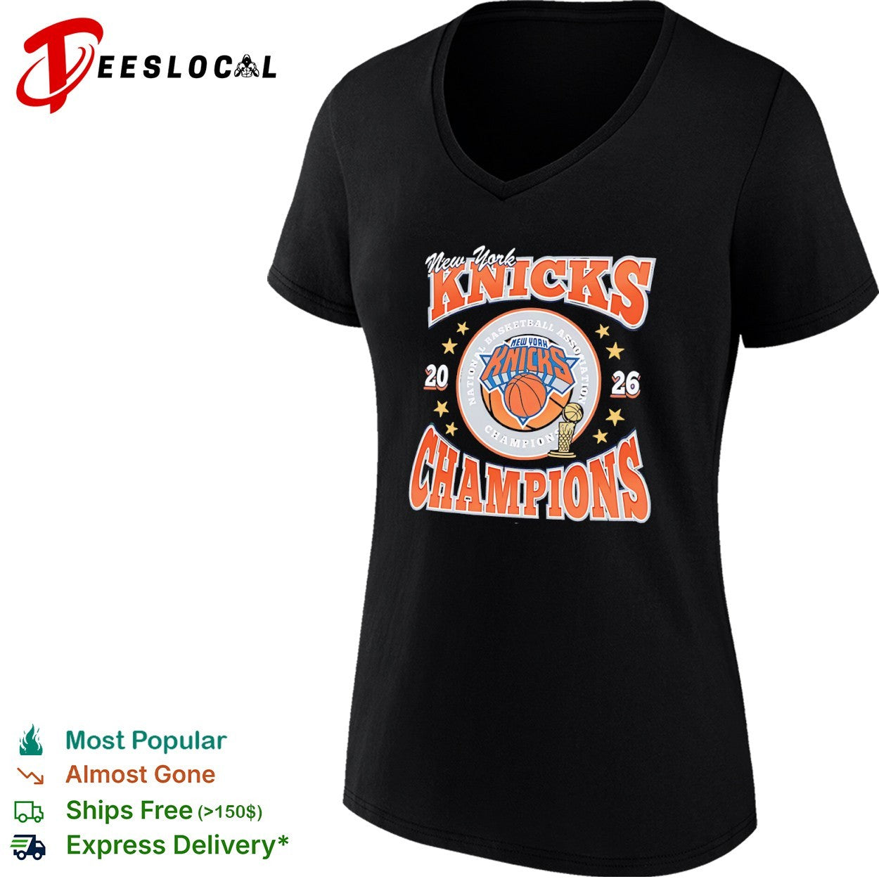 New York Knicks National Basketball Association trophy 2026 champions shirt