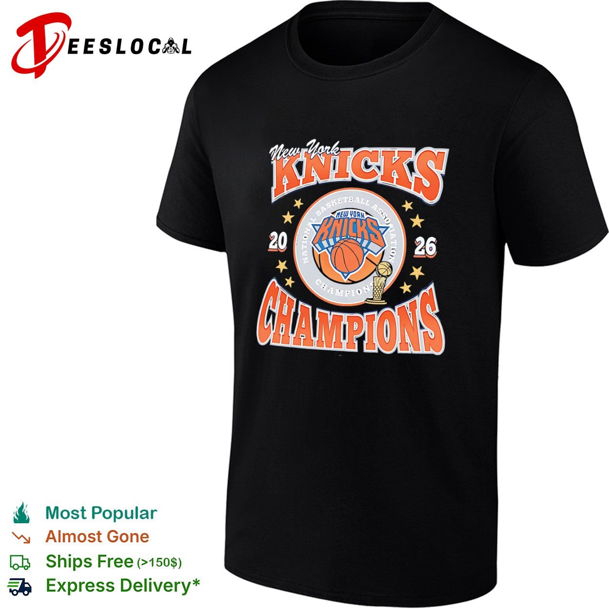 New York Knicks National Basketball Association trophy 2026 champions shirt