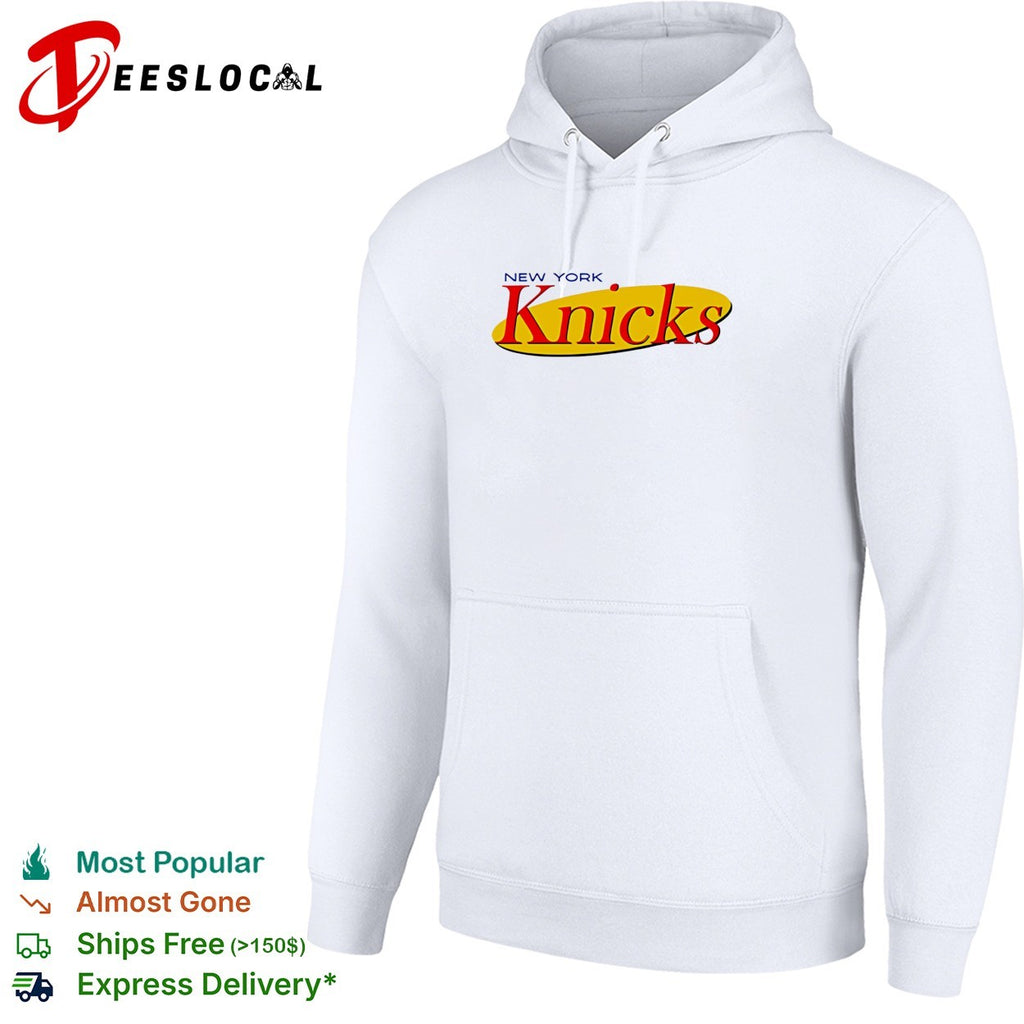 New York Knicks Seinfeld TV show logo parody humor white shirt