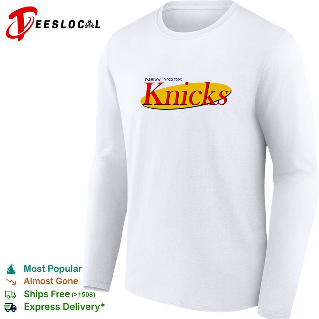 New York Knicks Seinfeld TV show logo parody humor white shirt
