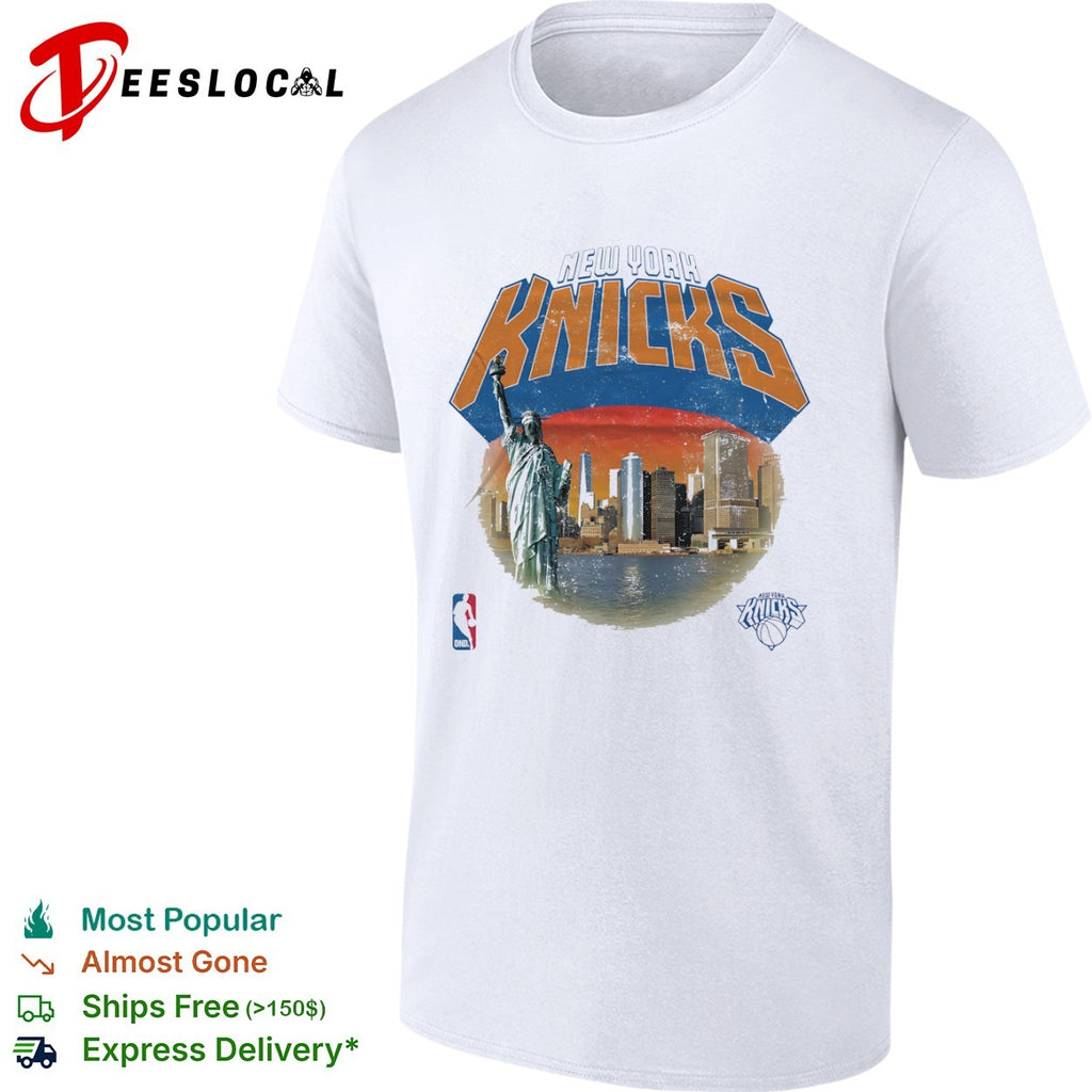 New York Knicks Statue of Liberty Skyline NBA logo basketball shirt
