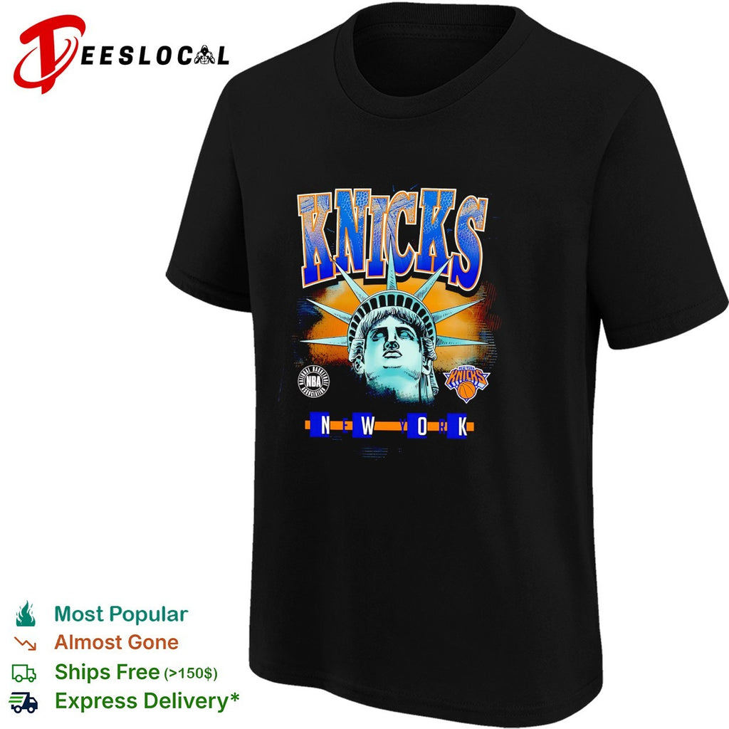 New York Knicks Statue of Liberty face bold arch NWOK text shirt