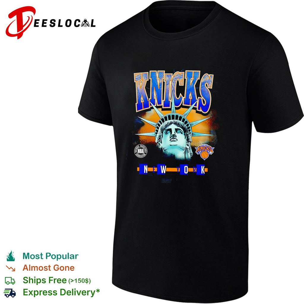 New York Knicks Statue of Liberty face bold arch NWOK text shirt
