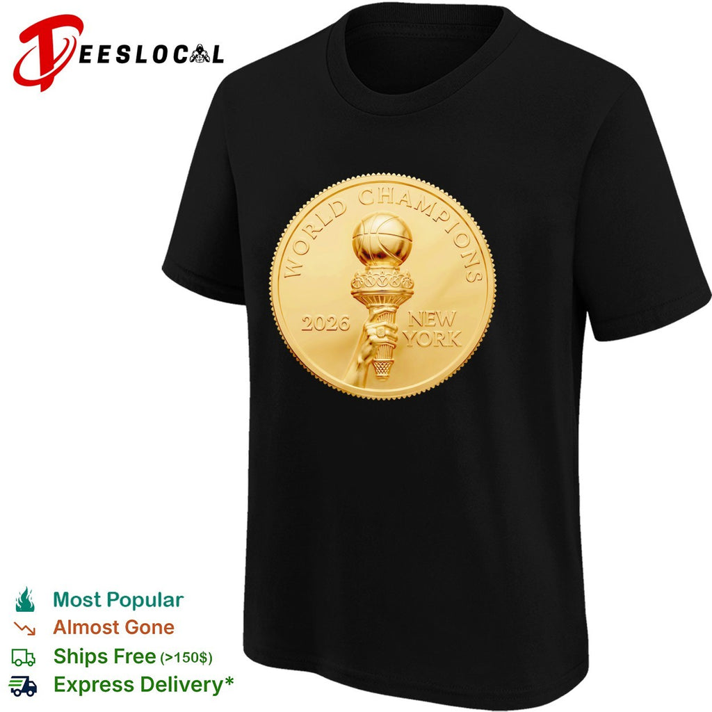 New York Knicks World champions 2026 coin trophy shirt