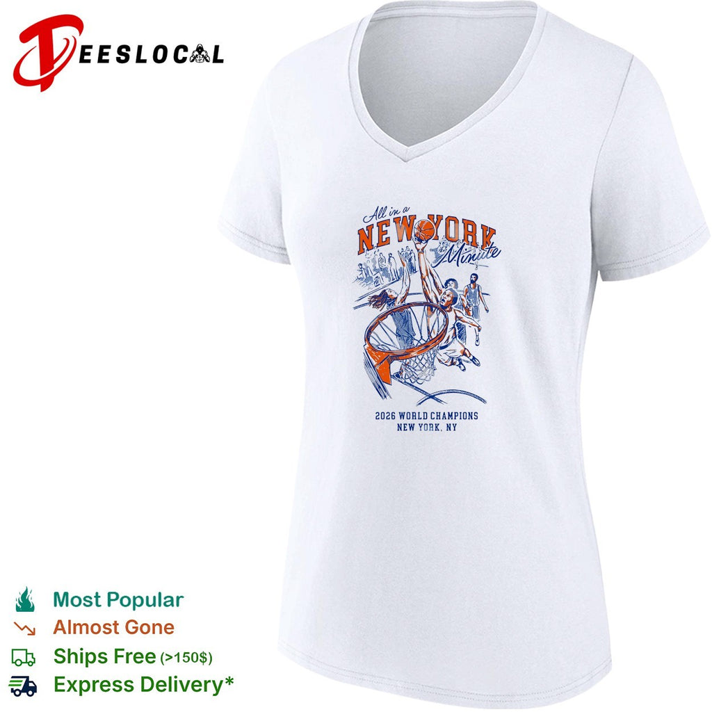 New York Knicks all in a New York minute basketball dunk scene 2026 world champions shirt